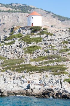 An old windmill in Symi, a Dodecanese island, Greece.