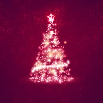 An image of a nice red christmas background with hearts