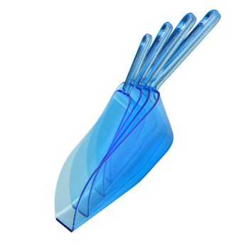 Scoops for food stuffs. Transparent, blue color