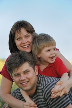 Family. The man, the woman and the boy of the European appearance