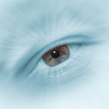 Eye of the man. High detailed elaboration of an iris of the eye of a human eye