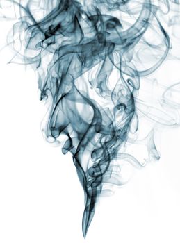 blue color smoke from white background  . The abstract image of a smoke on a white background
