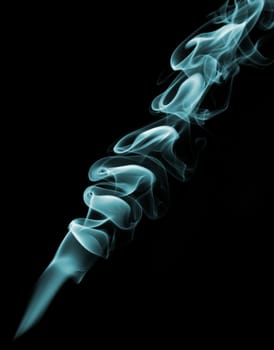 smoke blue color from white background . The abstract image of a smoke on a white background