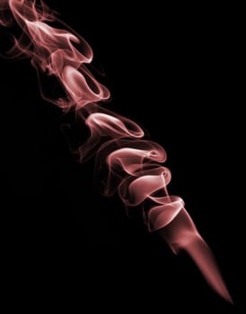 smoke red color from white background . The abstract image of a smoke on a white background