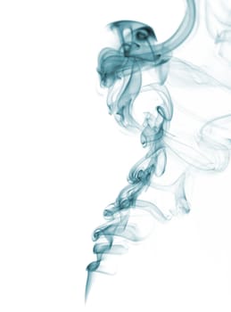 blue smoke from white background . The abstract image of a smoke on a white background