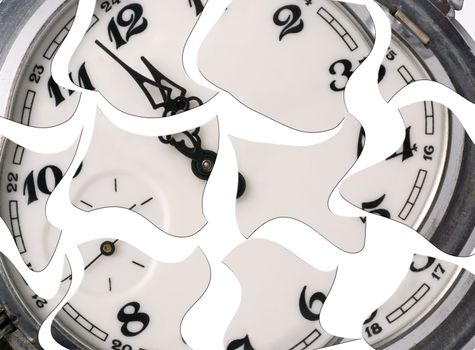 Analog hours, time it is established at 12 o'clock. A photo close up