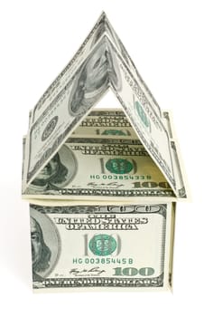 Dollar - the house. An abstract design from dollars in the form of dwelling