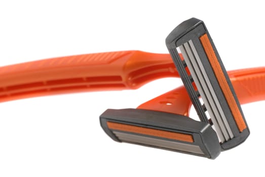 The disposable razor. The shaving machine tool isolated on a white background