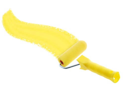 Painting brush - roll. The tool for painting. It is isolated on a white background