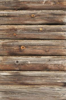 Close up of weathered log wall background