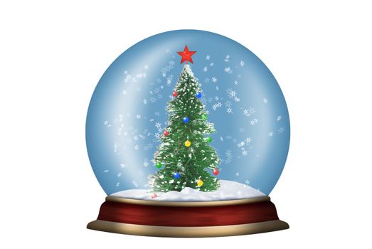 Glass sphere. Christmas scenery created by means of computer technology