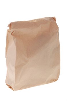 Paper package. For storage of foodstuff, it is isolated on white