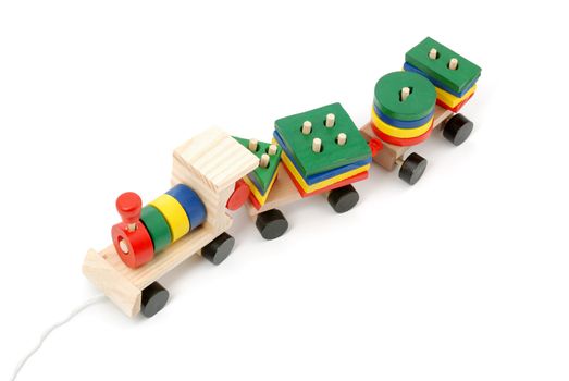 Children's toy. A steam locomotive isolated on a white background