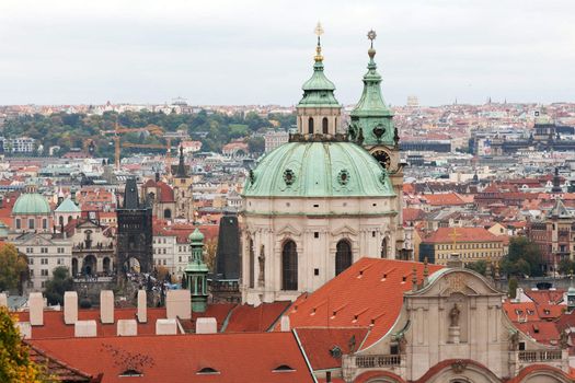 View of Prague from the top, the red roofs