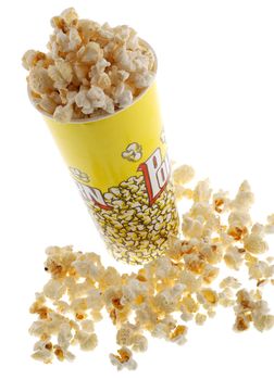 Popcorn. Grains of corn are isolated on a white background