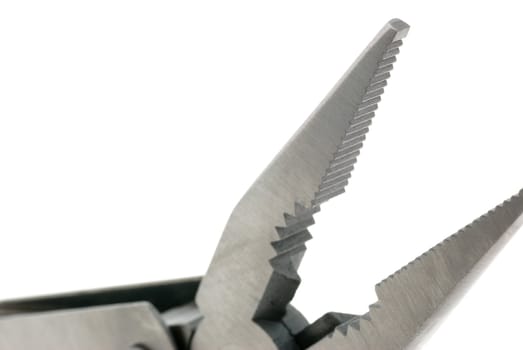 pliers. The manual tool from the chromeplated steel, isolated on a white background