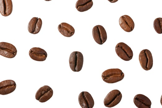 Coffee grains. It is isolated on a white background the Photo close up 