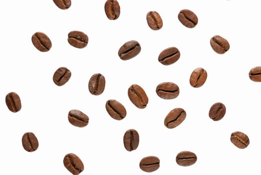 Coffee grains. It is isolated on a white background the Photo close up 