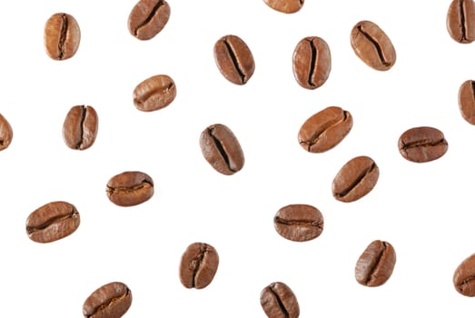 Coffee grains. It is isolated on a white background the Photo close up 