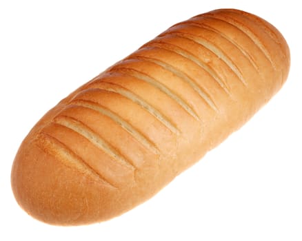 long loaf. A loaf of bread isolated on a white background