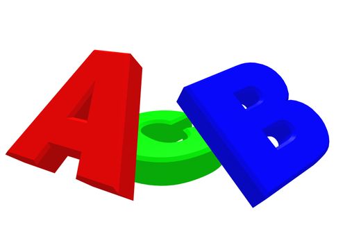 Letters. The three-dimensional image of letters of English the alphabet