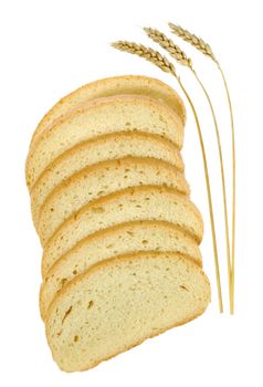 Wheat and cut bread. A ripe agriculture isolated on a white background
