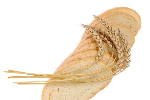 Wheat and bread. A ripe agriculture isolated on a white background