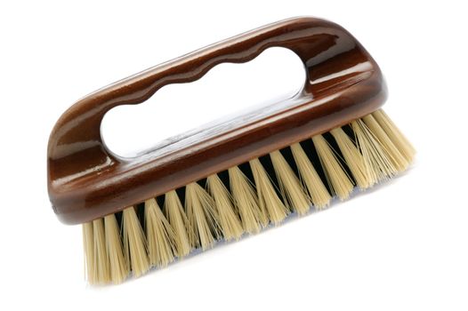 Brush for cleaning. The wooden handle, a natural bristle