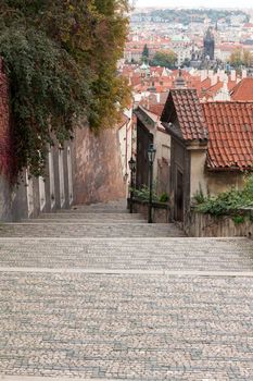 View of Prague from the top, the red roofs