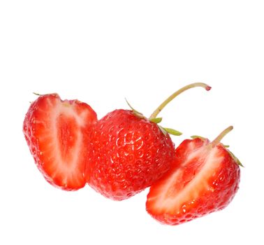 Strawberry cut. A berry isolated on a white background
