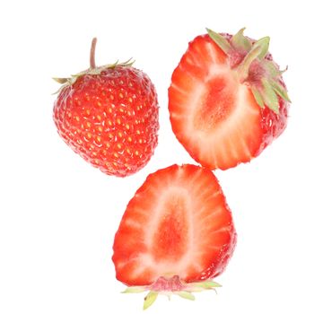 Strawberry cut. A berry isolated on a white background
