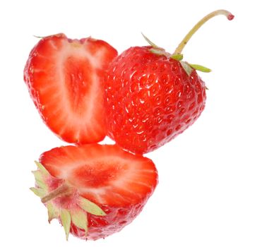 Strawberry cut. A berry isolated on a white background
