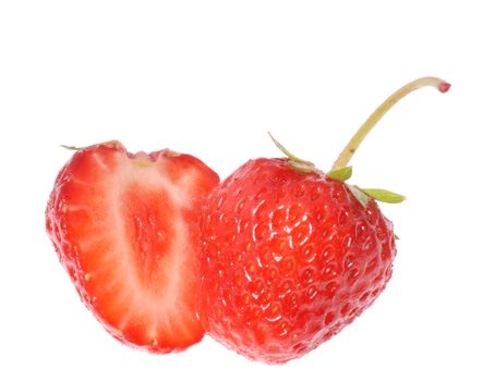 Strawberry cut. A berry isolated on a white background
