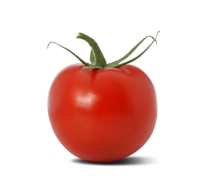 Tomato. It is isolated on a white background. A ripe vegetable.