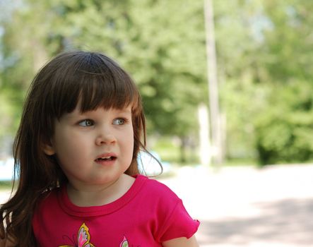 Portrait of the girl. Caucasian the child with brown eyes