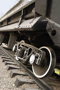 The old railway car. An exhibit of a museum on open air