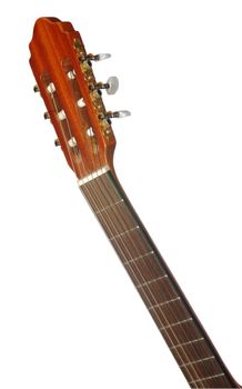 Guitar. An acoustic six-string guitar isolated by a plot a background
