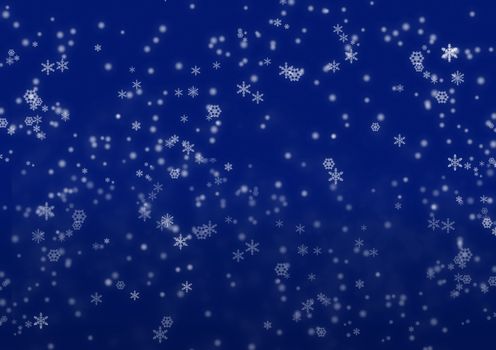 Christmas night. Darkly dark blue background with snowflakes