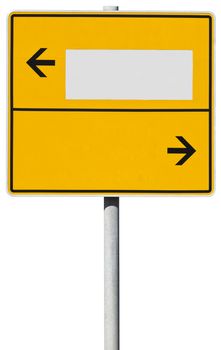 yellow direction sign isolated on white with clipping path