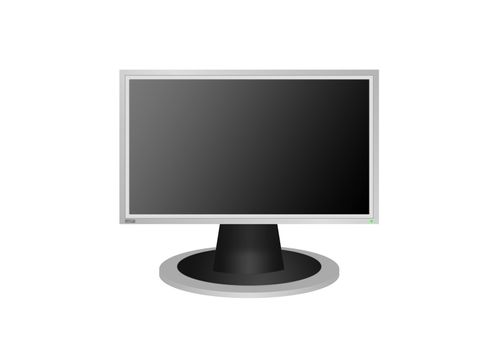 The high resolution of image LCD of the monitor isolated white  background (16:9) with the button and a bulb - "is included")