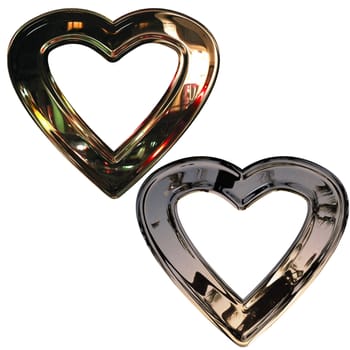 Set of preparations as hearts- frame(volumetric, chromeplated)