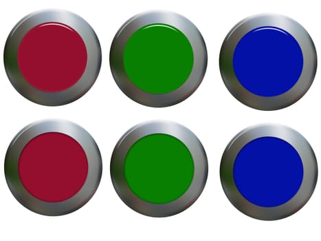 Set of buttons (on_off) with effect of chrome and glass