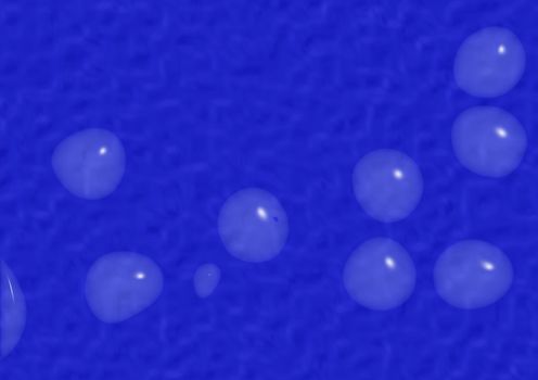 Drops on a blue surface of water (generating by a computer)