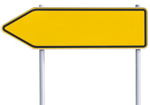 yellow/orange road sign . Arrow to the left. with clipping path