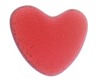 Heart from matte red glass (it is isolated on a white background)