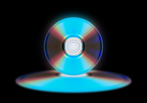 Compact disk on a support with effect of a luminescence- for creation of a background under advertising