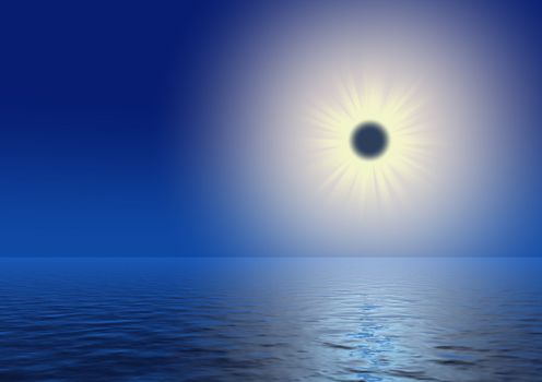 eclipse the sun with a light path on water