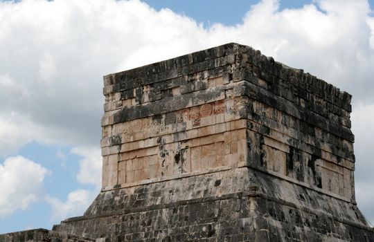 The Top of the Jaguar Temple at Chichen Itza, (Mayan Ruins) in Mexico.
