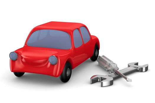 Car-care centre on white background. Isolated 3D image