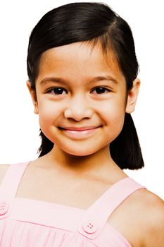 Cute girl smiling and posing isolated over white